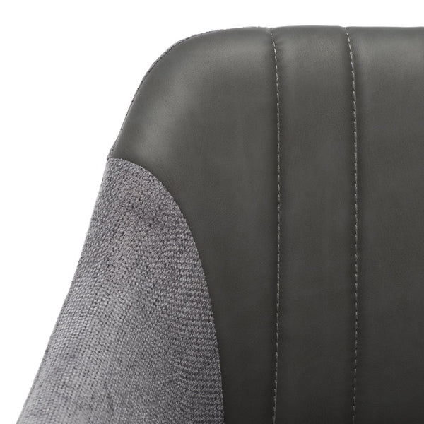 Safavieh Rodi Modern Vintage Counter Stool - Channel-Tufted Grey Vegan Leather & Soft Fabric Arms For Comfort BST3019A