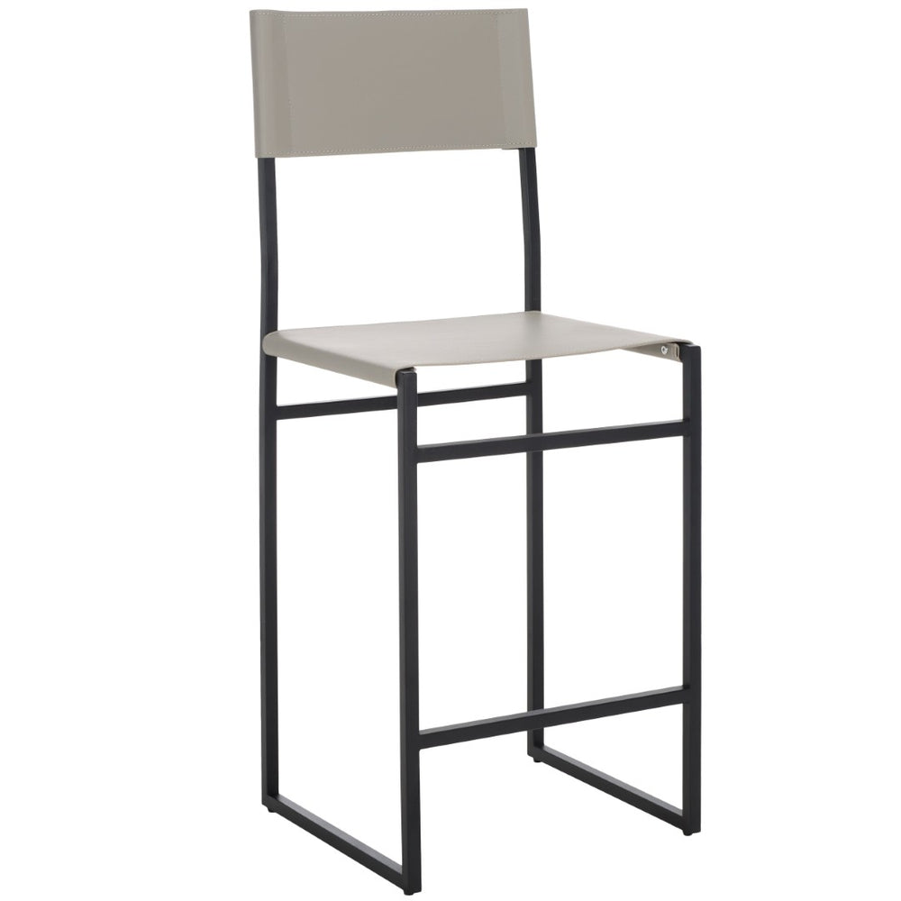 Safavieh Layne Counter Stool - Mid-Century Industrial Design With Regenerated Leather Upholstery For Modern Spaces Light Grey / Black BST3020A