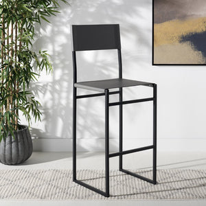 Safavieh Layne Barstool - Stylish Mid-Century Industrial Design With Durable Upholstery For Modern Spaces Grey / Black BST3021B