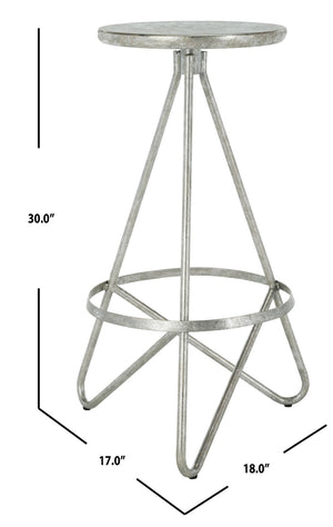Safavieh Galexia Bar Stool - Modern Retro Design With Sculptural Lines For Stylish Home Or Commercial Spaces Silver Leaf BST3200B