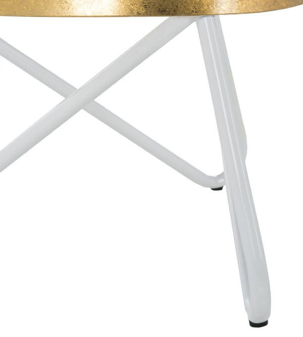 Safavieh Galexia Bar Stool - Modern Retro Design With Sculptural Lines For Stylish Home Or Commercial Spaces Gold Top+Ring/White Legs BST3200C