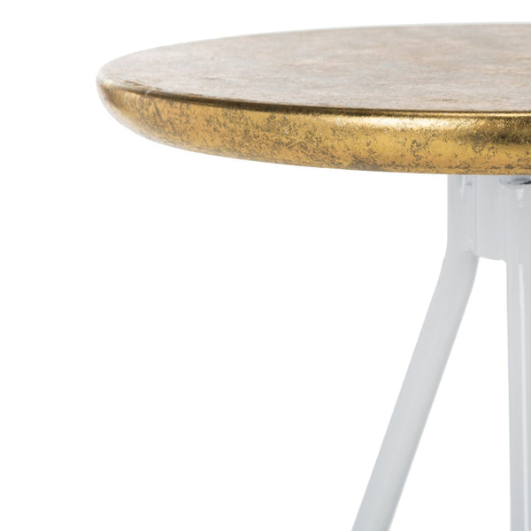 Safavieh Galexia Counter Stool: Vintage Industrial Charm With Sculptural Iron Frame For Stylish Comfort Gold Top+Ring/White Legs BST3201C