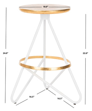 Safavieh Galexia Counter Stool: Vintage Industrial Charm With Sculptural Iron Frame For Stylish Comfort Gold Top+Ring/White Legs BST3201C