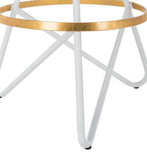 Safavieh Galexia Counter Stool: Vintage Industrial Charm With Sculptural Iron Frame For Stylish Comfort Gold Top+Ring/White Legs BST3201C
