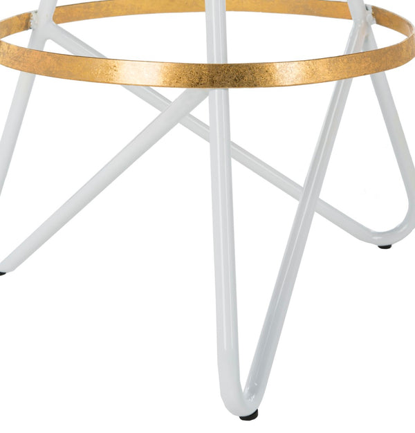 Safavieh Galexia Counter Stool: Vintage Industrial Charm With Sculptural Iron Frame For Stylish Comfort Gold Top+Ring/White Legs BST3201C