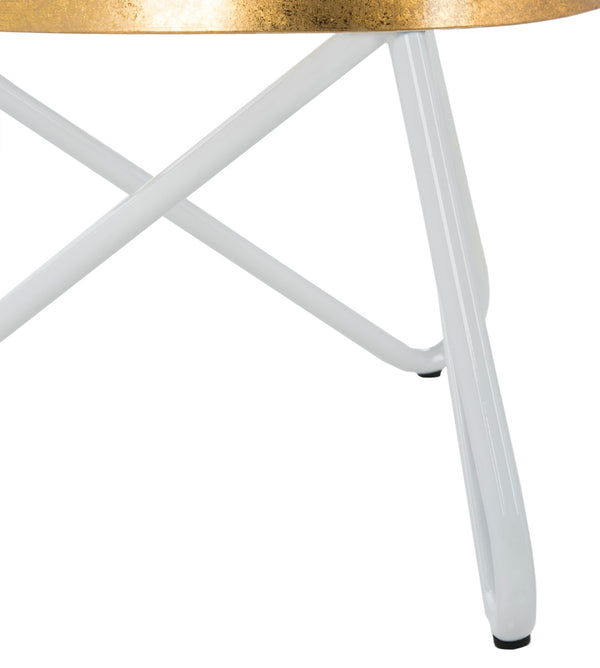 Safavieh Galexia Counter Stool: Vintage Industrial Charm With Sculptural Iron Frame For Stylish Comfort Gold Top+Ring/White Legs BST3201C