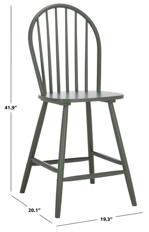 Safavieh Omaha Counter Stool In Tranquil Sage - Stylish Rubberwood Design For Modern Home Decor Upgrade Dark Green Wood Bst3300b