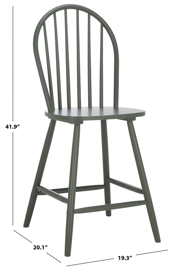 Safavieh Omaha Counter Stool In Tranquil Sage - Stylish Rubberwood Design For Modern Home Decor Upgrade Dark Green Wood Bst3300b