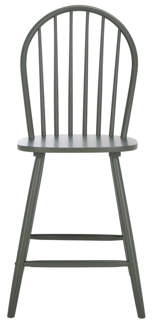 Safavieh Omaha Counter Stool In Tranquil Sage - Stylish Rubberwood Design For Modern Home Decor Upgrade Dark Green Wood Bst3300b