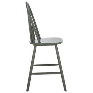 Safavieh Omaha Counter Stool In Tranquil Sage - Stylish Rubberwood Design For Modern Home Decor Upgrade Dark Green Wood Bst3300b
