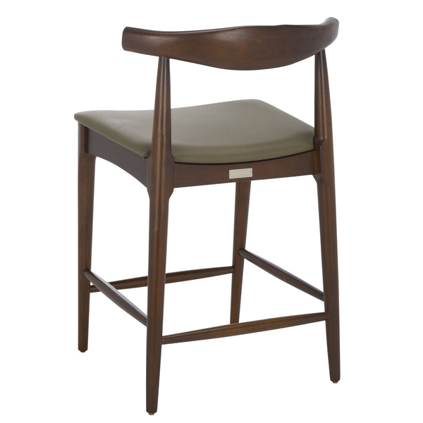 Safavieh Elbow Counter Stool - Stylish Olive And Espresso Design For Comfort And Home Decor Elegance Olive ,Espresso Wood ,Pvc ,Foam Bst3302a