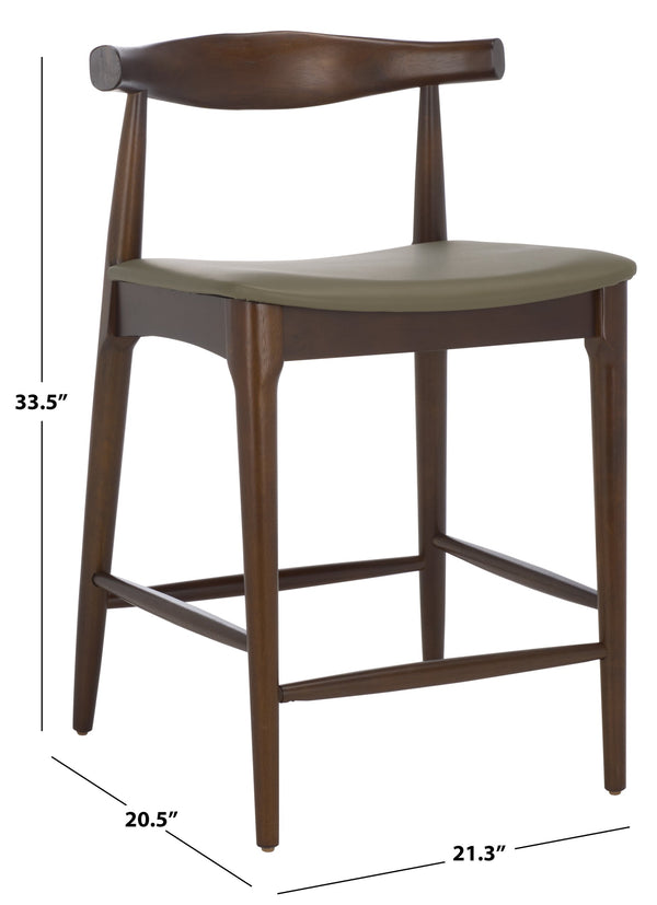 Safavieh Elbow Counter Stool - Stylish Olive And Espresso Design For Comfort And Home Decor Elegance Olive ,Espresso Wood ,Pvc ,Foam Bst3302a