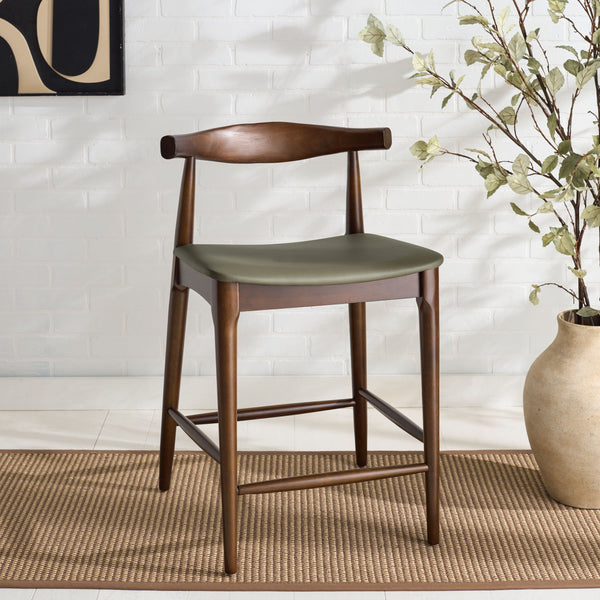 Safavieh Elbow Counter Stool - Stylish Olive And Espresso Design For Comfort And Home Decor Elegance Olive ,Espresso Wood ,Pvc ,Foam Bst3302a