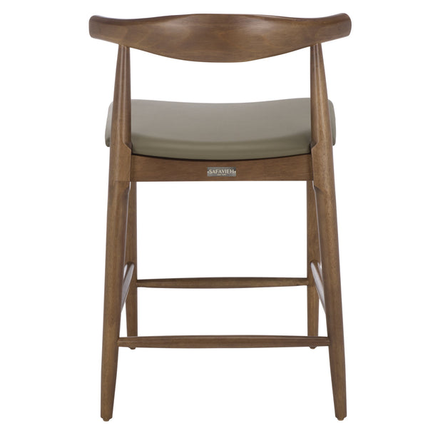 Safavieh Elbow Counter Stool - Stylish Olive And Espresso Design For Comfort And Home Decor Elegance Olive ,Walnut Wood ,Pvc ,Foam Bst3302b