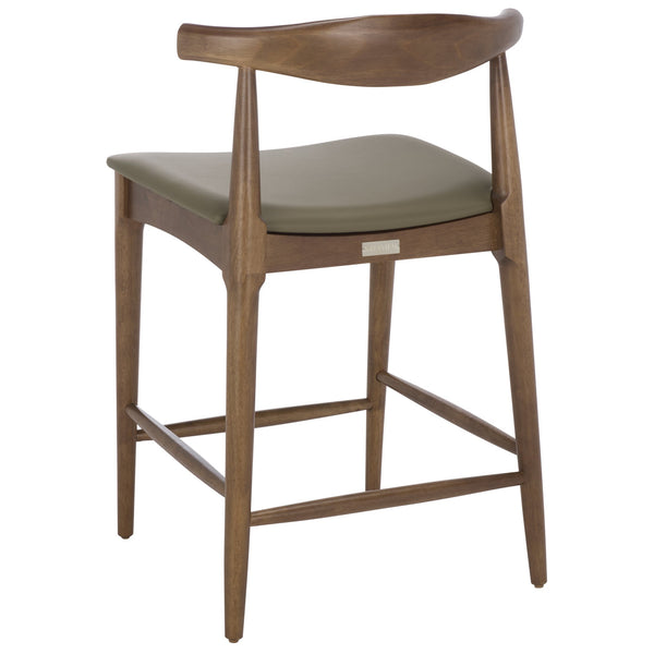 Safavieh Elbow Counter Stool - Stylish Olive And Espresso Design For Comfort And Home Decor Elegance Olive ,Walnut Wood ,Pvc ,Foam Bst3302b
