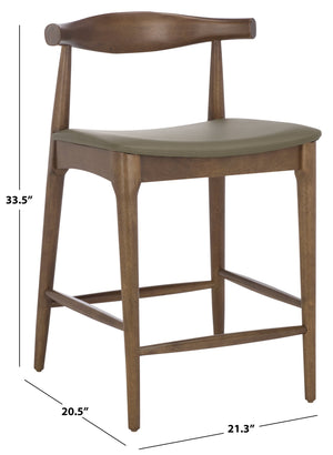 Safavieh Elbow Counter Stool - Stylish Olive And Espresso Design For Comfort And Home Decor Elegance Olive ,Walnut Wood ,Pvc ,Foam Bst3302b