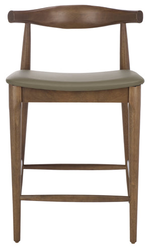 Safavieh Elbow Counter Stool - Stylish Olive And Espresso Design For Comfort And Home Decor Elegance Olive ,Walnut Wood ,Pvc ,Foam Bst3302b