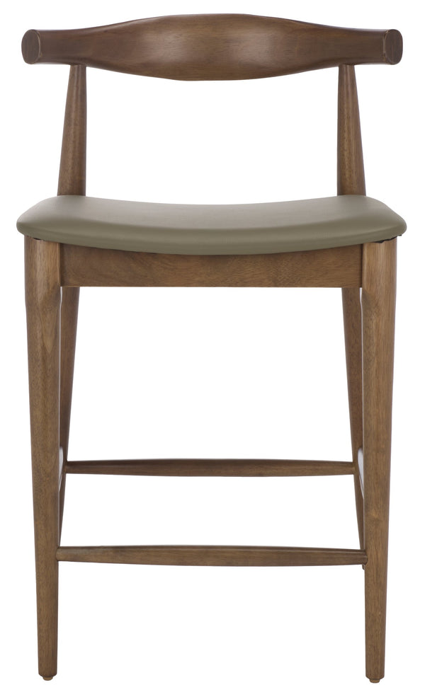 Safavieh Elbow Counter Stool - Stylish Olive And Espresso Design For Comfort And Home Decor Elegance Olive ,Walnut Wood ,Pvc ,Foam Bst3302b