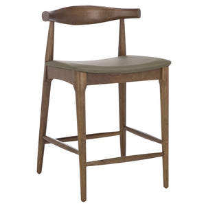 Safavieh Elbow Counter Stool - Stylish Olive And Espresso Design For Comfort And Home Decor Elegance Olive ,Walnut Wood ,Pvc ,Foam Bst3302b