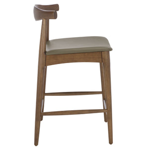 Safavieh Elbow Counter Stool - Stylish Olive And Espresso Design For Comfort And Home Decor Elegance Olive ,Walnut Wood ,Pvc ,Foam Bst3302b