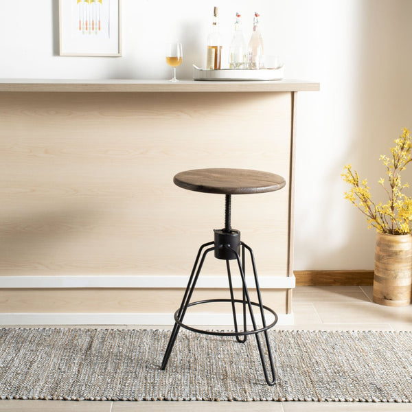 Safavieh Kai Adjustable Swivel Counter Stool – Modern Mango Wood & Black Metal, Perfect For Stylish Spaces! BST3700A