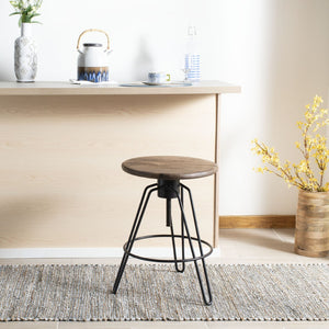 Safavieh Kai Adjustable Swivel Counter Stool – Modern Mango Wood & Black Metal, Perfect For Stylish Spaces! BST3700A