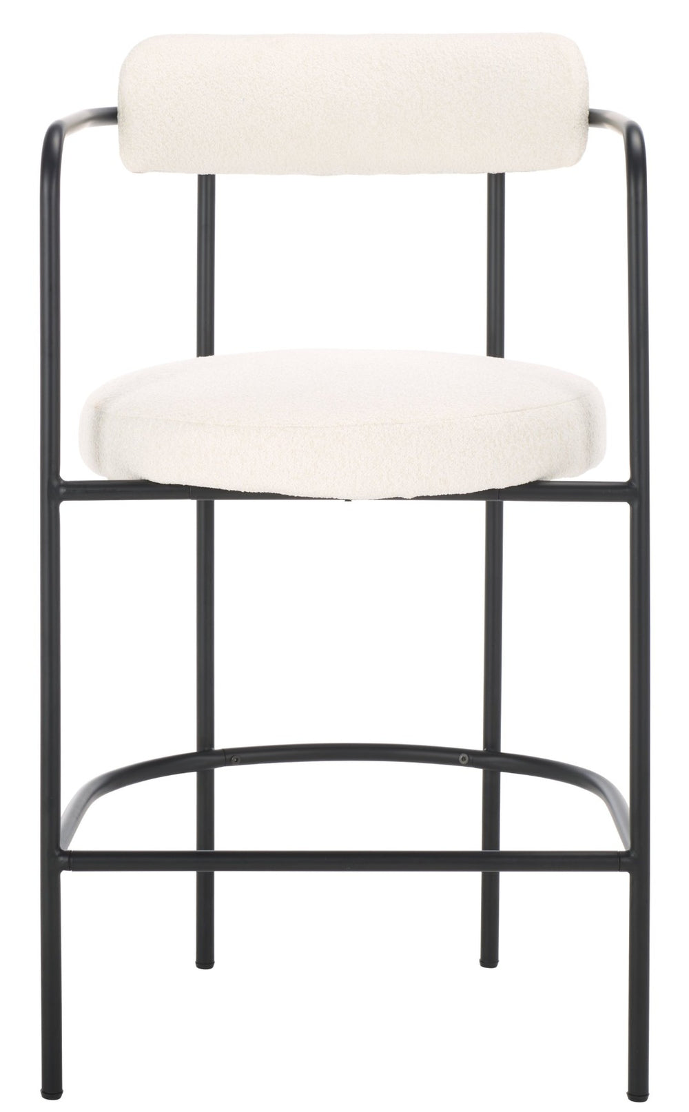 Safavieh Andrean Arm Counter Stool - Modern Elegance With Plush Boucle Upholstery And Sturdy Metal Legs White / Black BST3901C