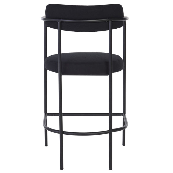Safavieh Andrean Arm Counter Stool - Modern Elegance With Plush Boucle Upholstery And Sturdy Metal Legs Black / Black BST3901D
