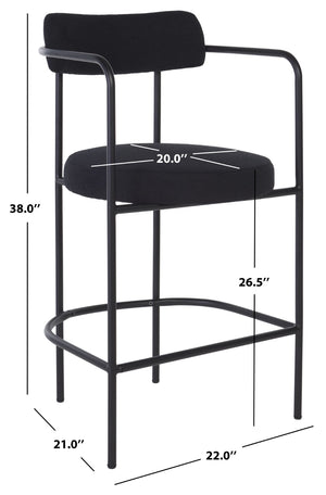 Safavieh Andrean Arm Counter Stool - Modern Elegance With Plush Boucle Upholstery And Sturdy Metal Legs Black / Black BST3901D