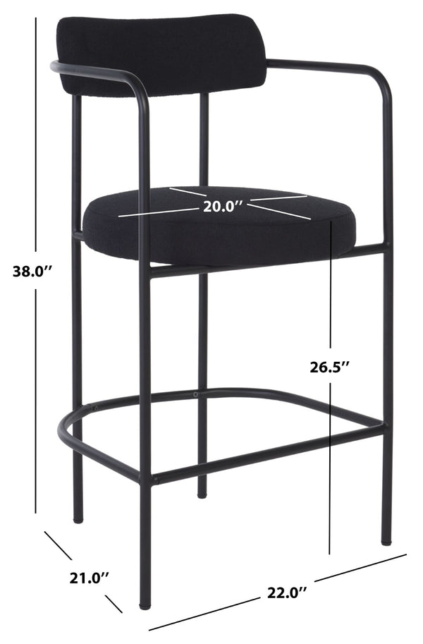 Safavieh Andrean Arm Counter Stool - Modern Elegance With Plush Boucle Upholstery And Sturdy Metal Legs Black / Black BST3901D