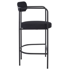 Safavieh Andrean Arm Counter Stool - Modern Elegance With Plush Boucle Upholstery And Sturdy Metal Legs Black / Black BST3901D