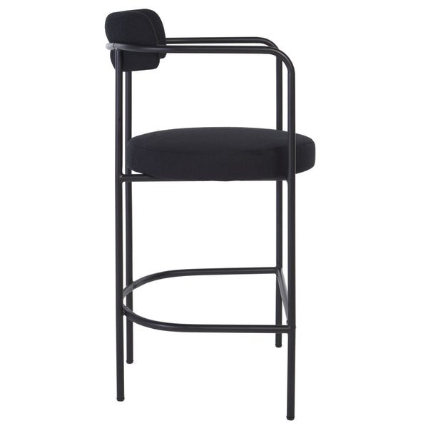 Safavieh Andrean Arm Counter Stool - Modern Elegance With Plush Boucle Upholstery And Sturdy Metal Legs Black / Black BST3901D