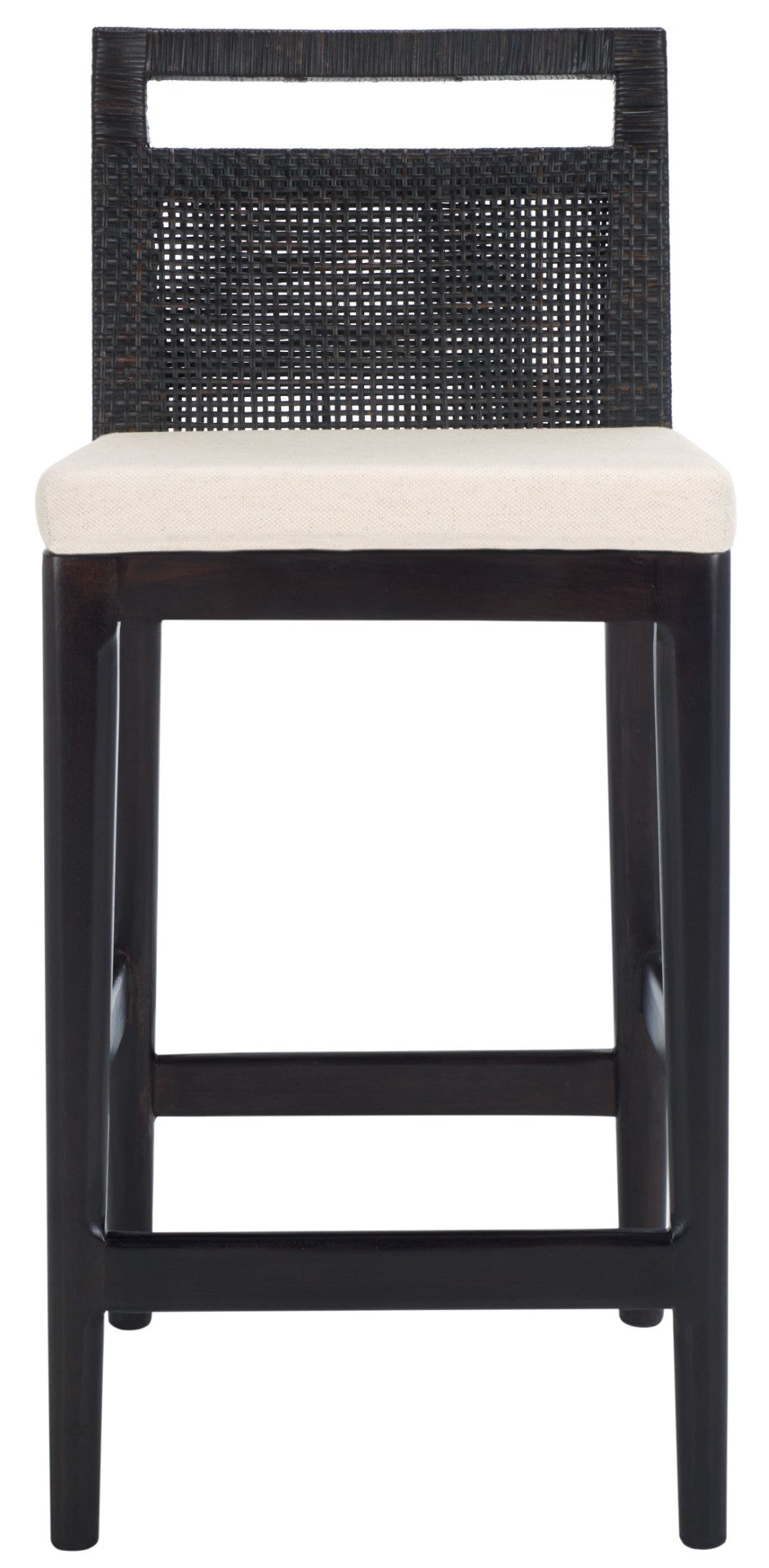 Safavieh Darin Counter Stool - Stylish Rattan Back & Padded Seat For Modern Kitchen Or Bar Spaces, Durable Design Brown / White Cushion BST4001B
