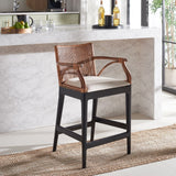 Safavieh Gianni Counter Stool Brown/ White Cushion BST4002A