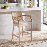 Safavieh Gianni Counter Stool Natural White Wash/ White Cushion BST4002B