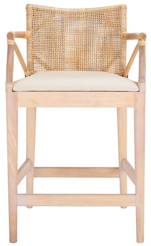 Safavieh Gianni Counter Stool Natural White Wash/ White Cushion BST4002B