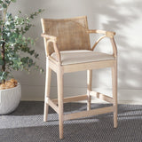 Safavieh Gianni Counter Stool Natural White Wash/ White Cushion BST4002B