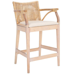 Safavieh Gianni Counter Stool Natural White Wash/ White Cushion BST4002B