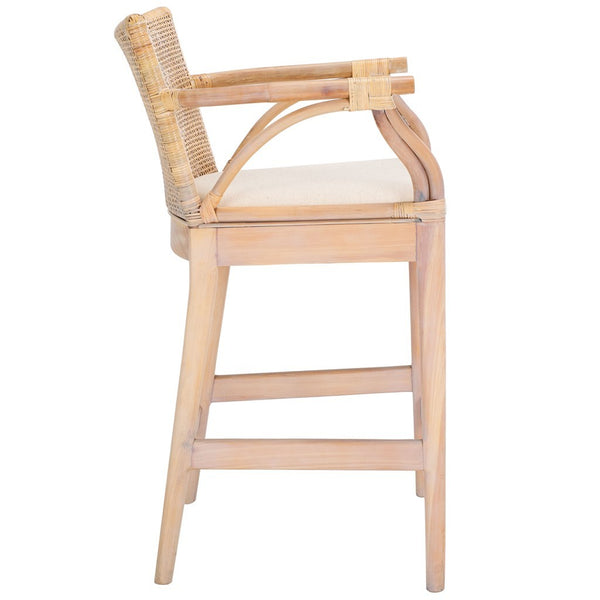 Safavieh Gianni Counter Stool Natural White Wash/ White Cushion BST4002B