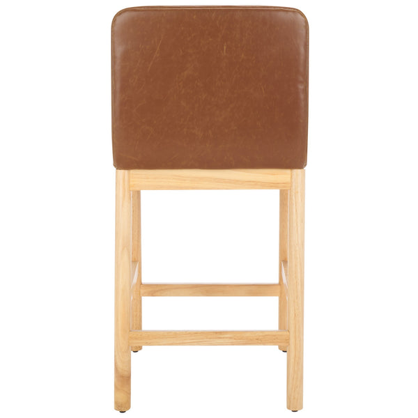 Safavieh Gavril Counter Stool – Chic Faux Leather With Solid Wood Frame For Elegant Kitchen Dining Spaces Cognac ,Natural Wood,Fabric,Foam Bst5200a