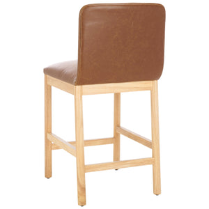 Safavieh Gavril Counter Stool – Chic Faux Leather With Solid Wood Frame For Elegant Kitchen Dining Spaces Cognac ,Natural Wood,Fabric,Foam Bst5200a