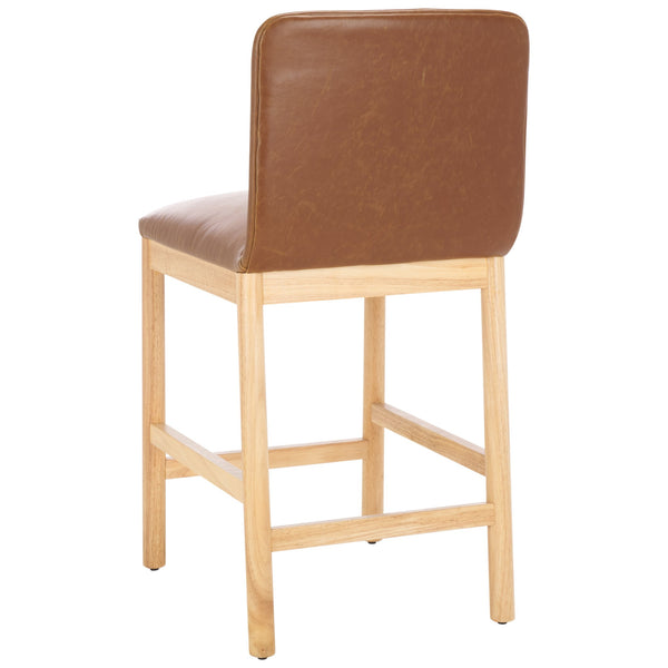 Safavieh Gavril Counter Stool – Chic Faux Leather With Solid Wood Frame For Elegant Kitchen Dining Spaces Cognac ,Natural Wood,Fabric,Foam Bst5200a