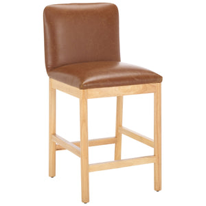 Safavieh Gavril Counter Stool – Chic Faux Leather With Solid Wood Frame For Elegant Kitchen Dining Spaces Cognac ,Natural Wood,Fabric,Foam Bst5200a
