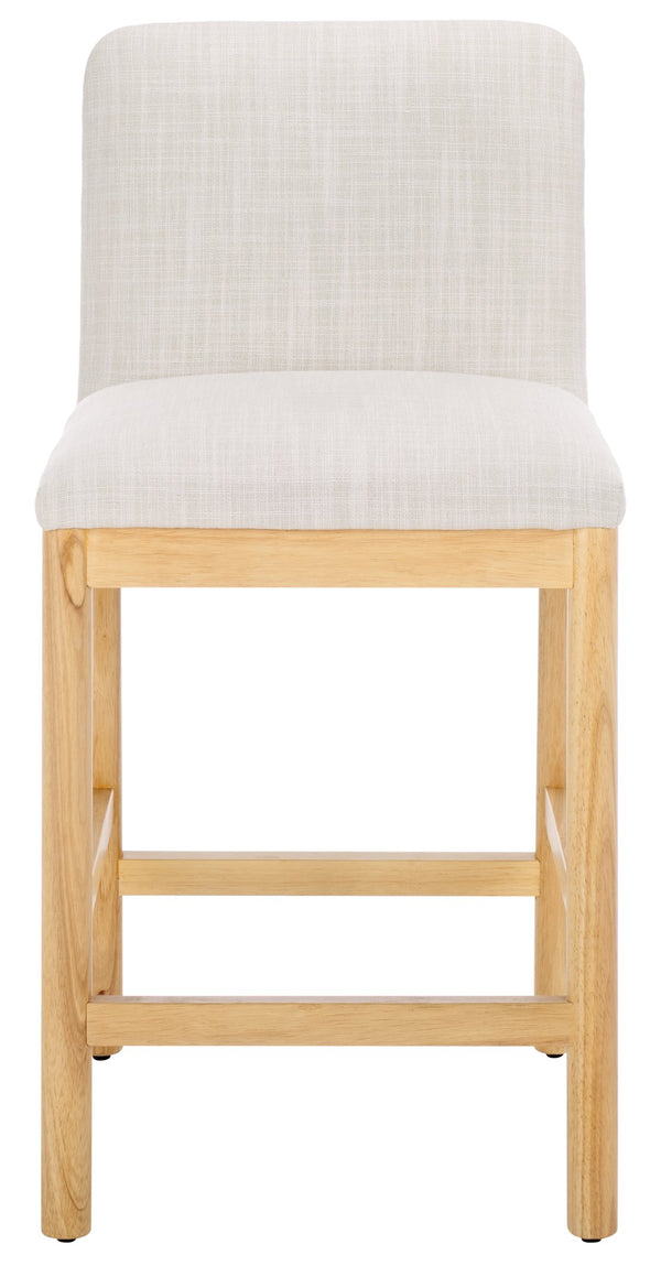 Safavieh Gavril Counter Stool – Chic Faux Leather With Solid Wood Frame For Elegant Kitchen Dining Spaces Cream ,Natural Wood,Fabric,Foam Bst5200b