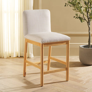Safavieh Gavril Counter Stool – Chic Faux Leather With Solid Wood Frame For Elegant Kitchen Dining Spaces Cream ,Natural Wood,Fabric,Foam Bst5200b