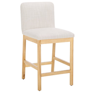 Safavieh Gavril Counter Stool – Chic Faux Leather With Solid Wood Frame For Elegant Kitchen Dining Spaces Cream ,Natural Wood,Fabric,Foam Bst5200b