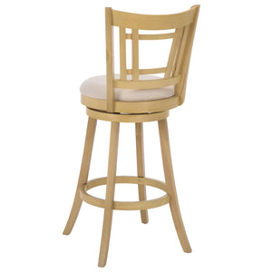 Maiko Upholstered Barstool With Padded Seat And Contoured Back, Solid Wood Frame For Durable Comfort