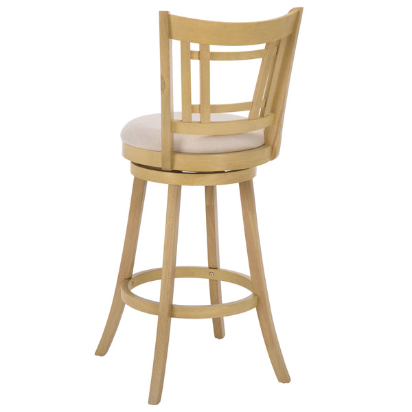 Maiko Upholstered Barstool With Padded Seat And Contoured Back, Solid Wood Frame For Durable Comfort