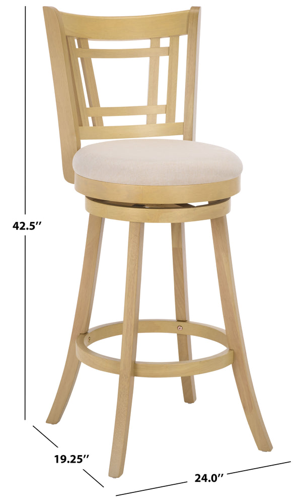 Maiko Upholstered Barstool With Padded Seat And Contoured Back, Solid Wood Frame For Durable Comfort