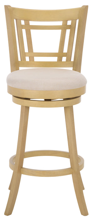 Maiko Upholstered Barstool With Padded Seat And Contoured Back, Solid Wood Frame For Durable Comfort